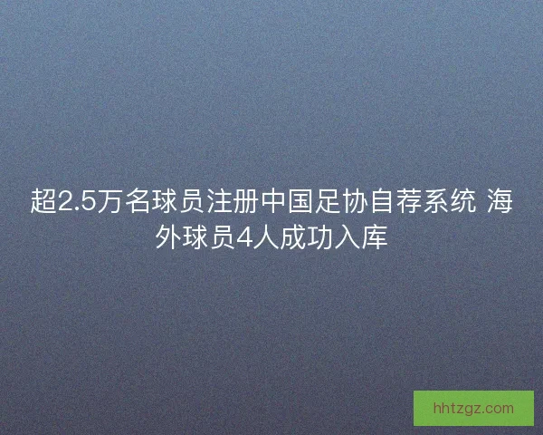 超2.5万名球员注册中国足协自荐系统 海外球员4人成功入库