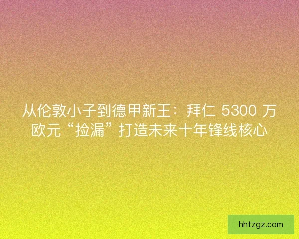 从伦敦小子到德甲新王：拜仁 5300 万欧元 “捡漏” 打造未来十年锋线核心